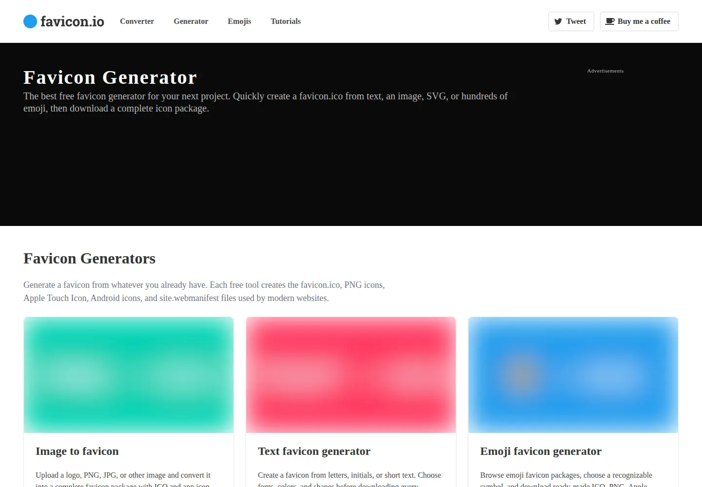 Screenshot of favicon.io