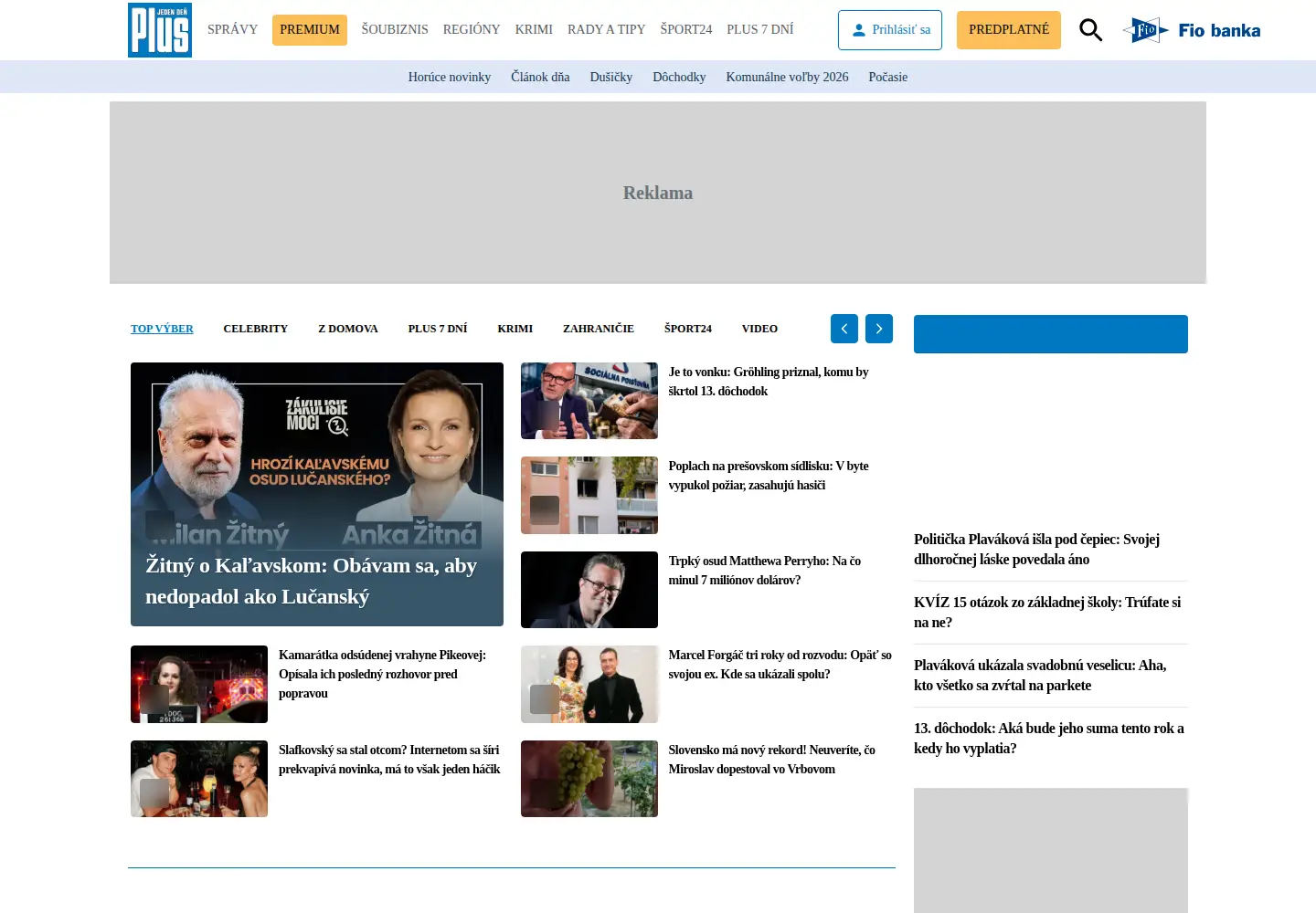 Screenshot of pluska.sk