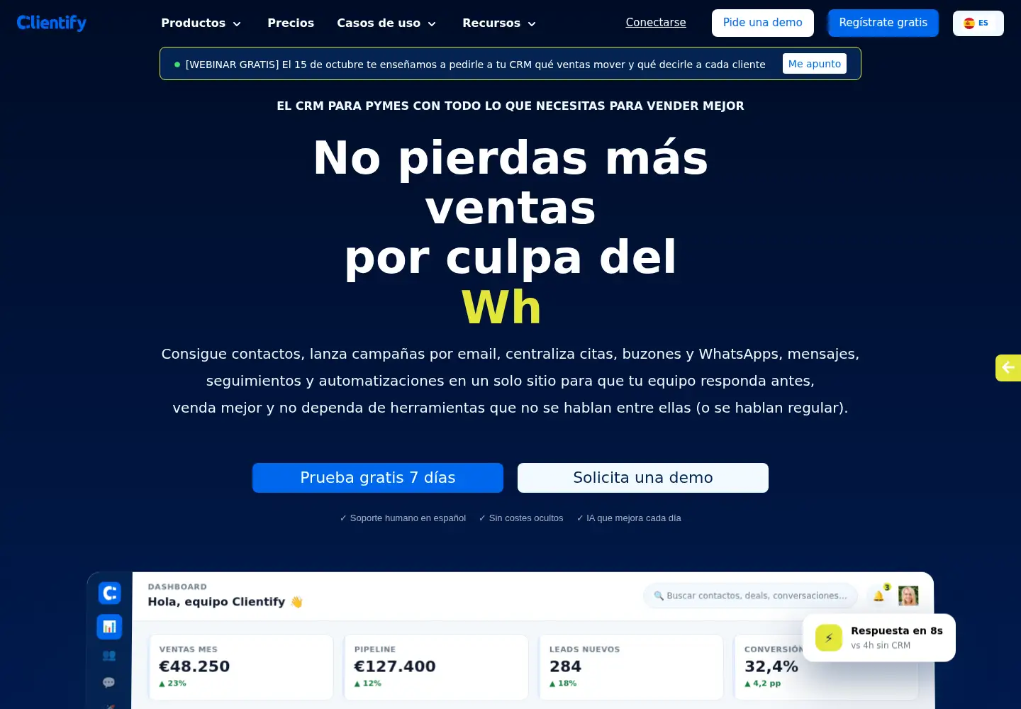 Captured homepage of clientify.com in the current scan