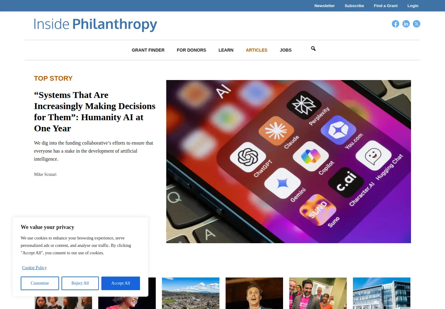 Screenshot of insidephilanthropy.com