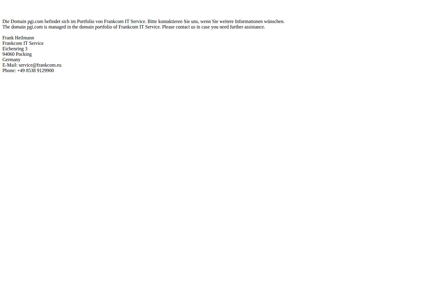 Captured homepage of pgi.com in the current scan