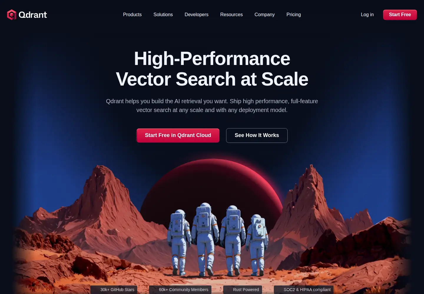 Captured homepage of qdrant.io in the current scan