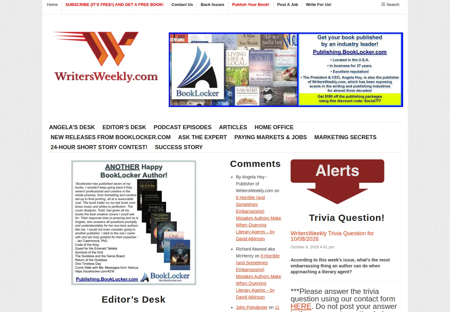 Screenshot of writersweekly.com