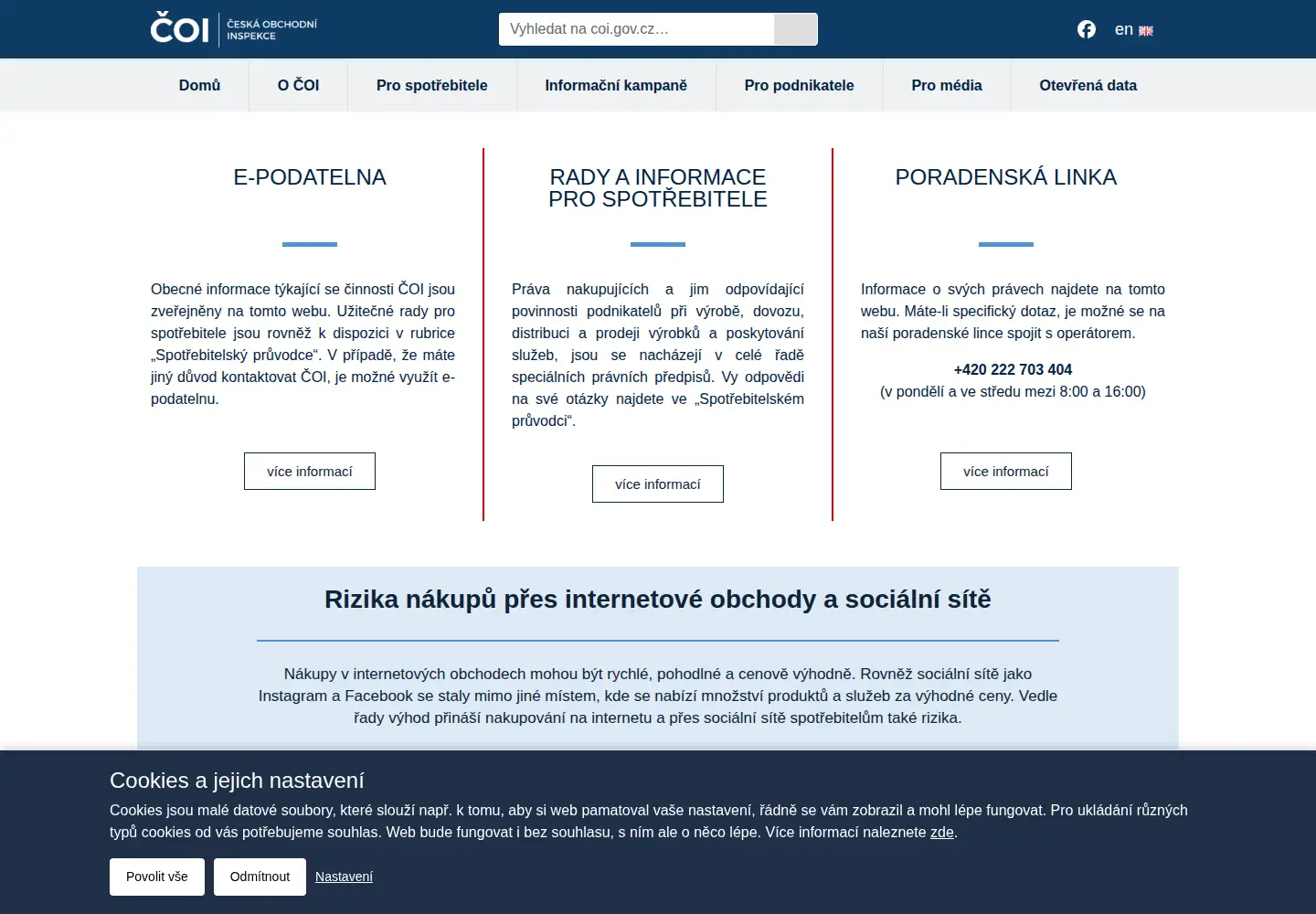 Screenshot of coi.cz