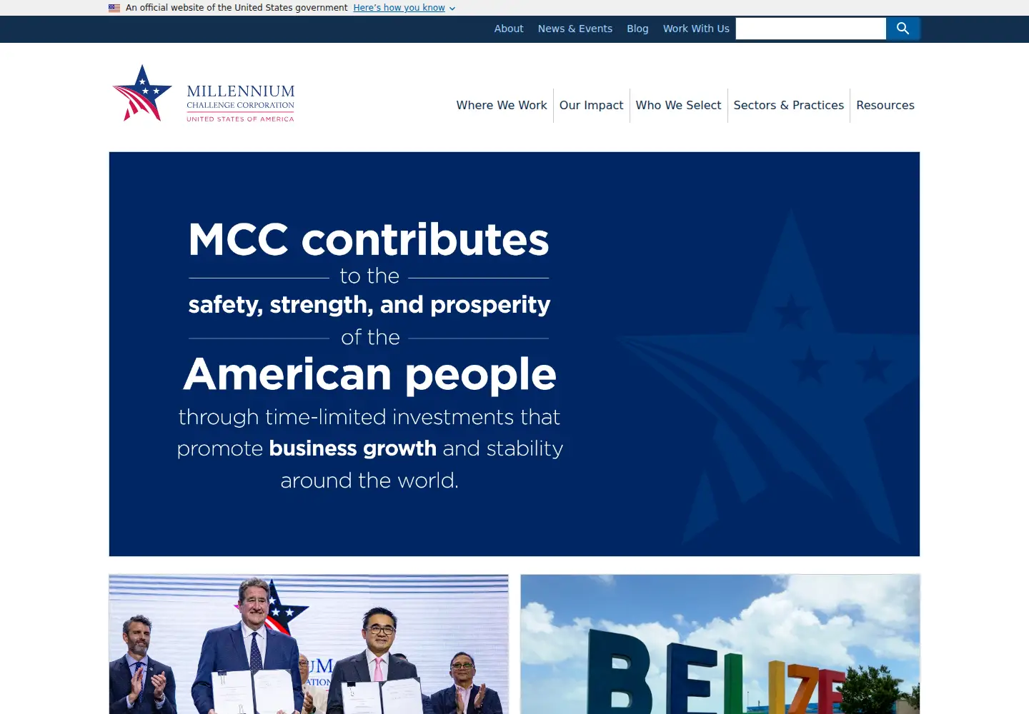 Captured homepage of mcc.gov in the current scan