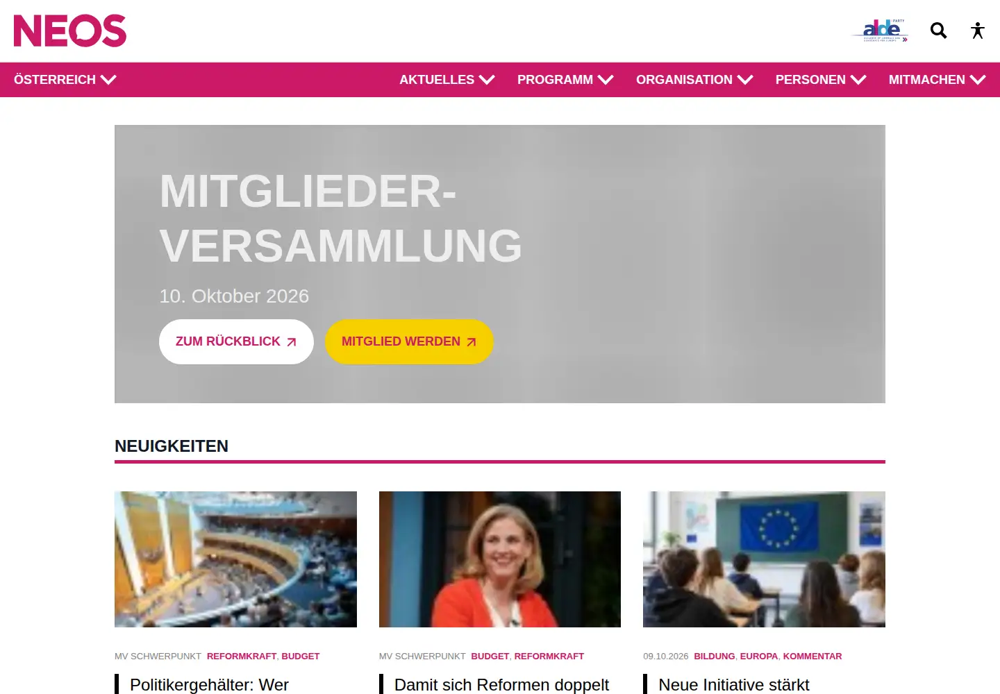 Screenshot of neos.eu