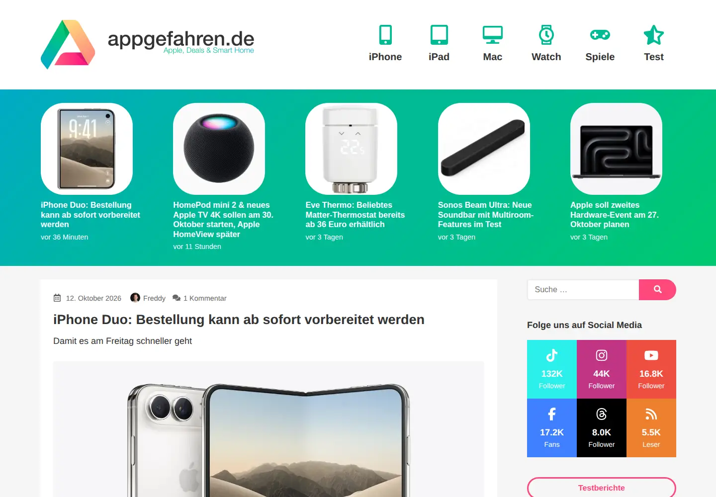 Captured homepage of appgefahren.de in the current scan