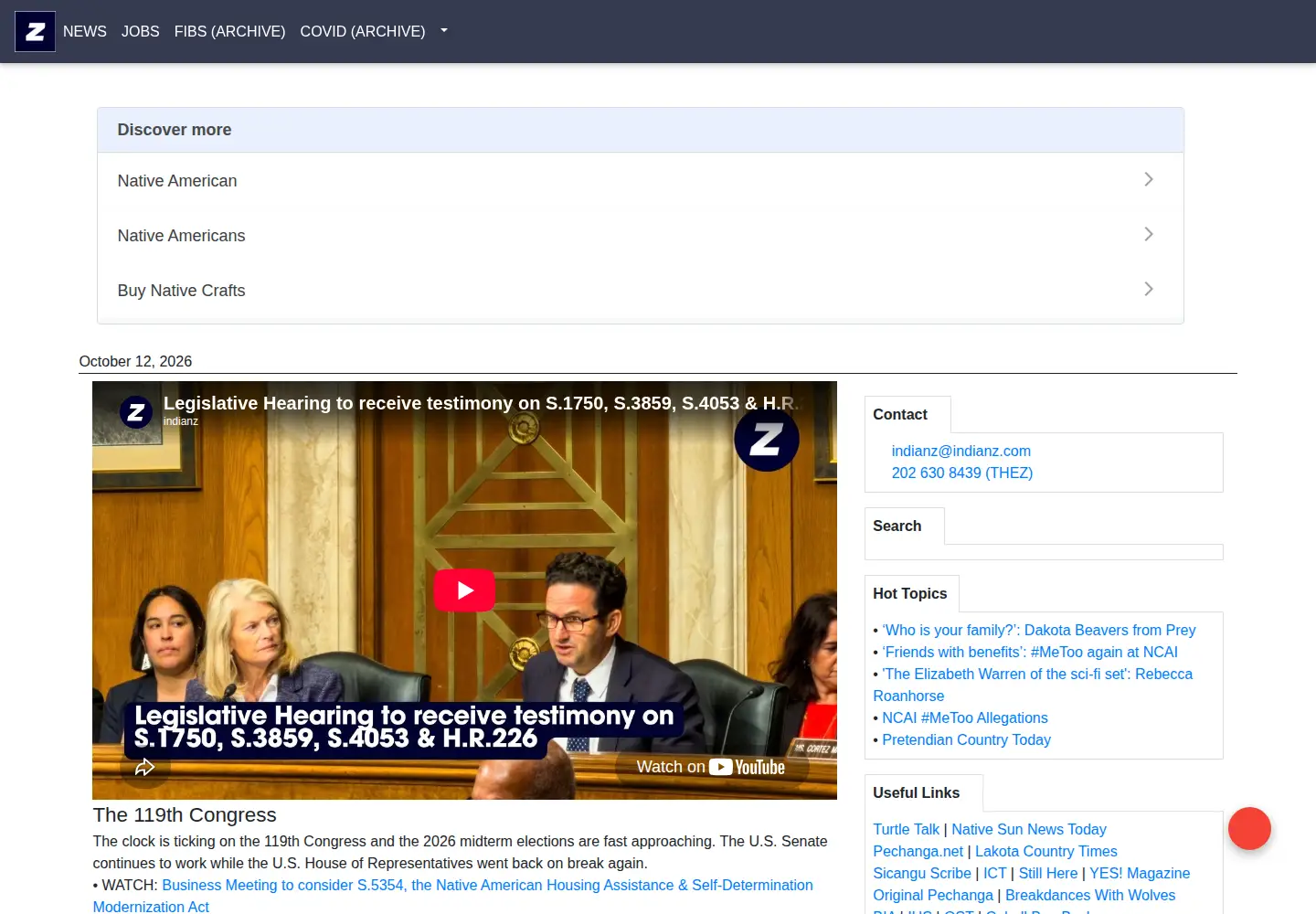 Screenshot of indianz.com