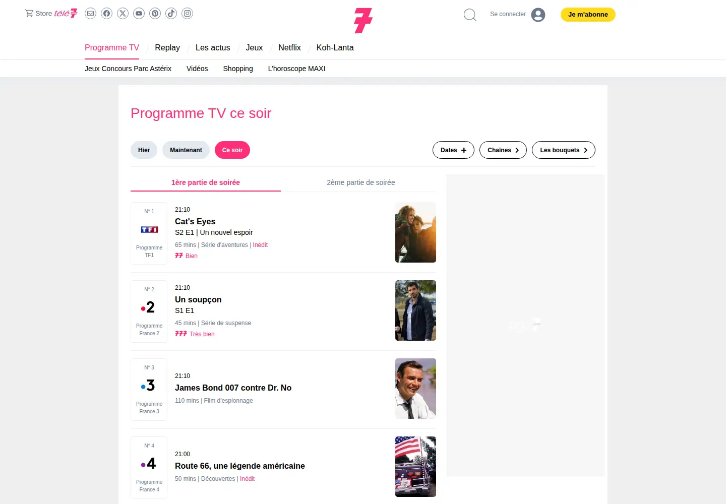 Captured homepage of programme-television.org in the current scan
