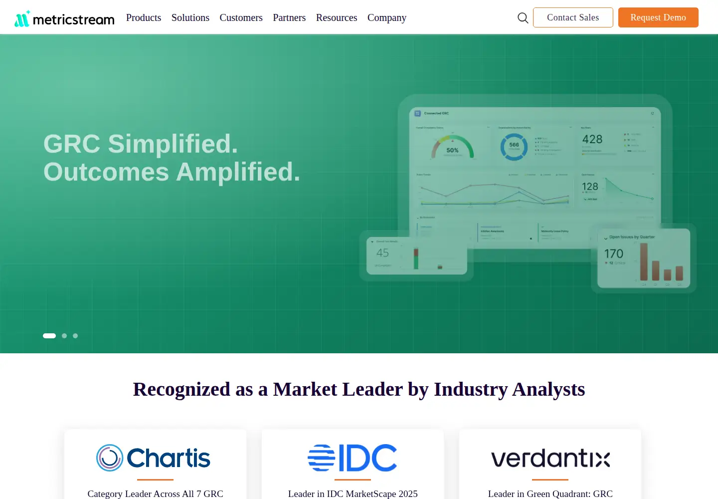 Captured homepage of metricstream.com in the current scan