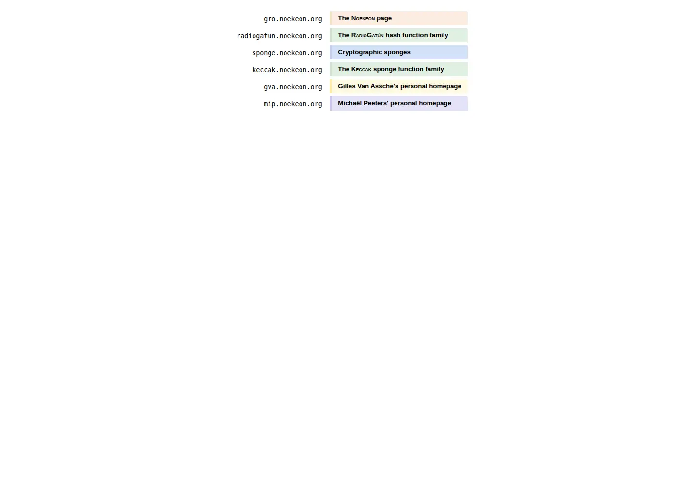 Screenshot of noekeon.org