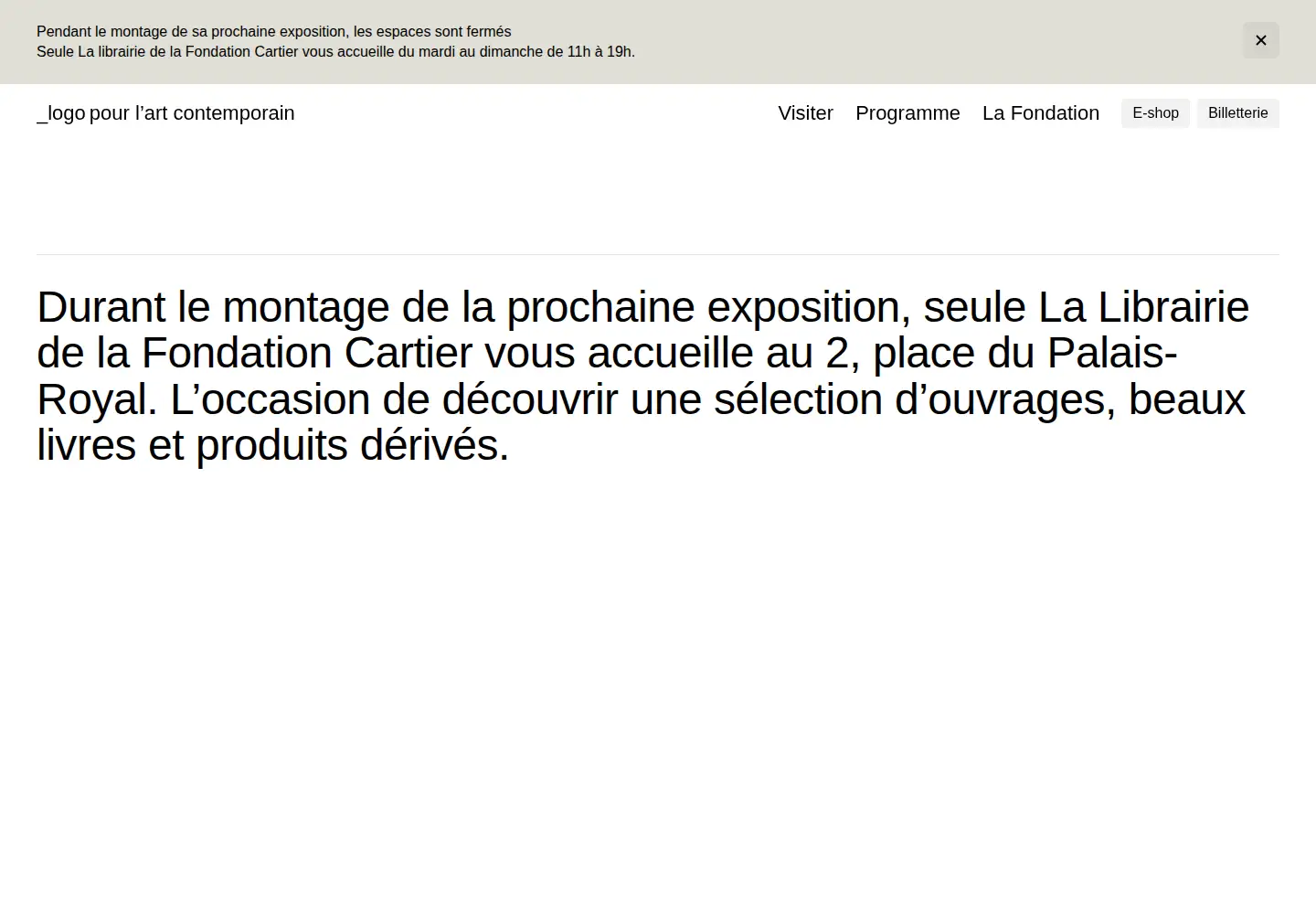 Captured homepage of fondationcartier.com in the current scan