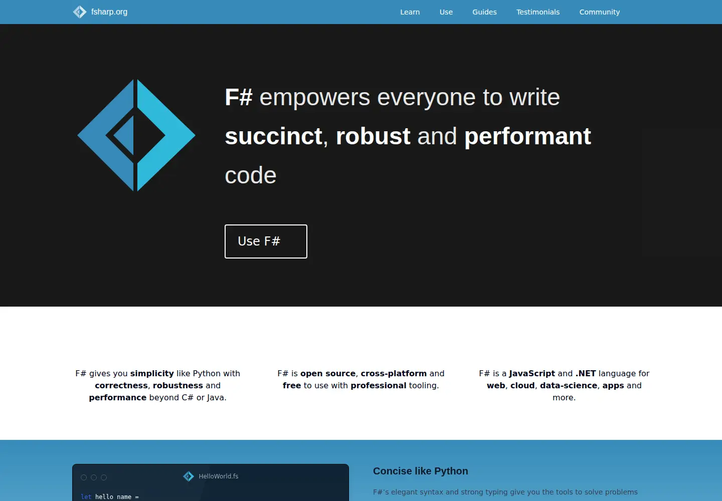Screenshot of fsharp.org