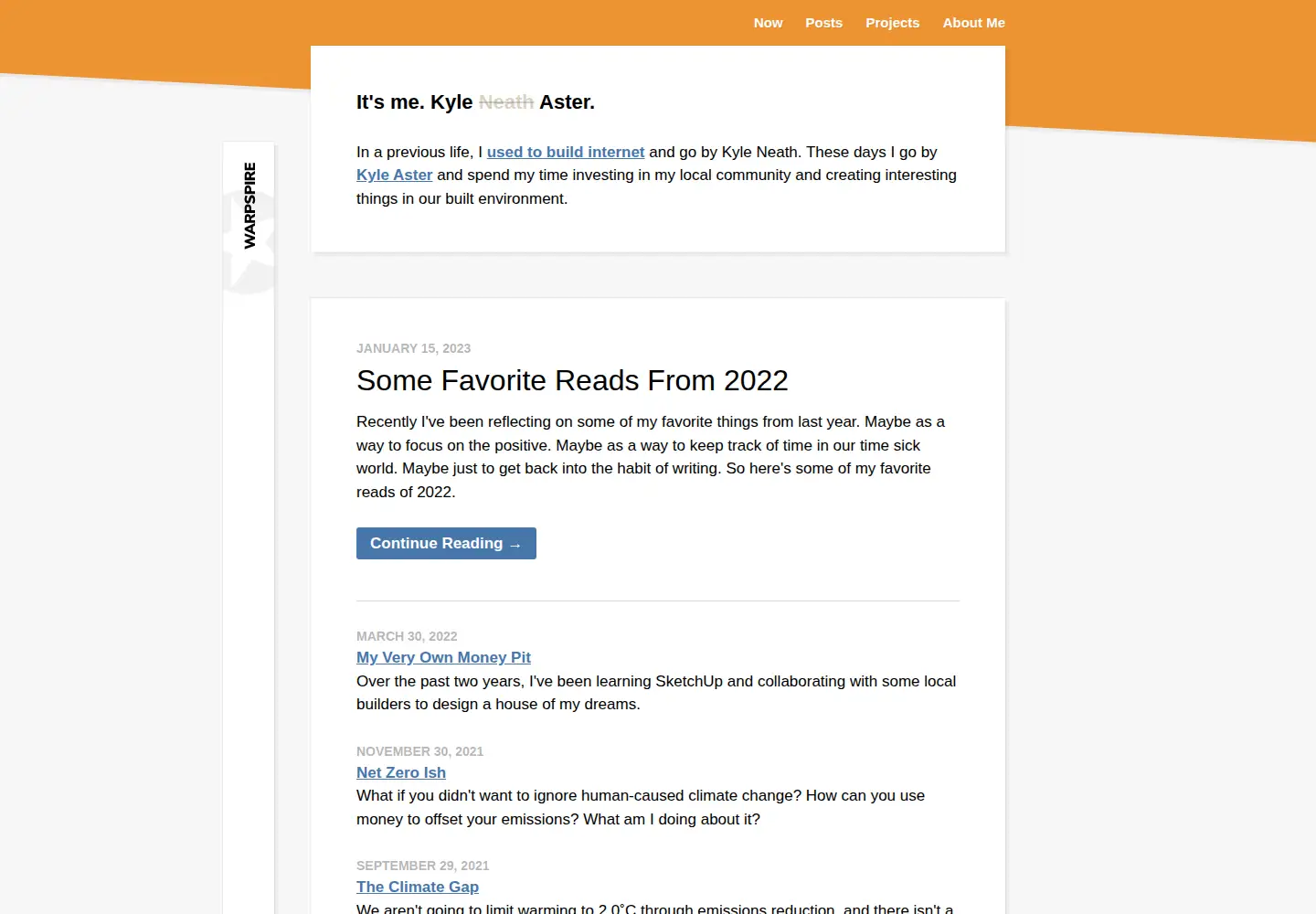 Captured homepage of warpspire.com in the current scan