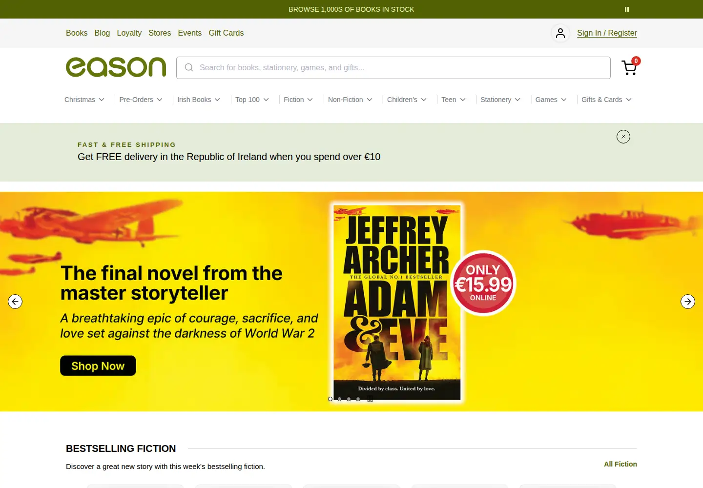 Captured homepage of easons.com in the current scan