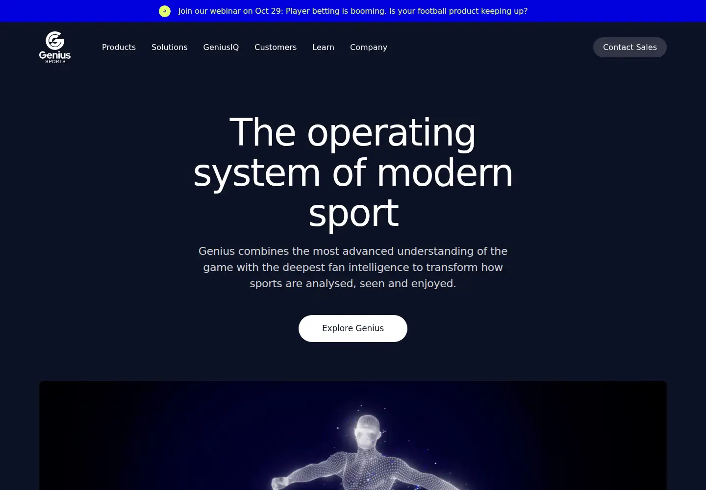 Captured homepage of geniussports.com in the current scan