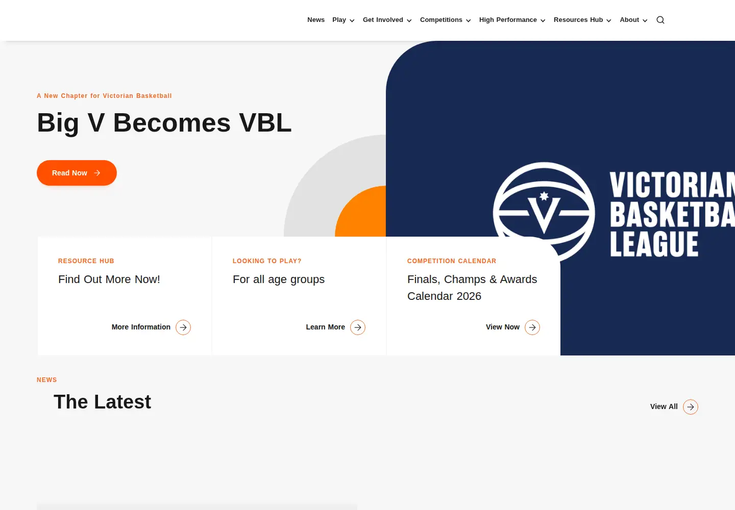 Screenshot of basketballvictoria.com.au