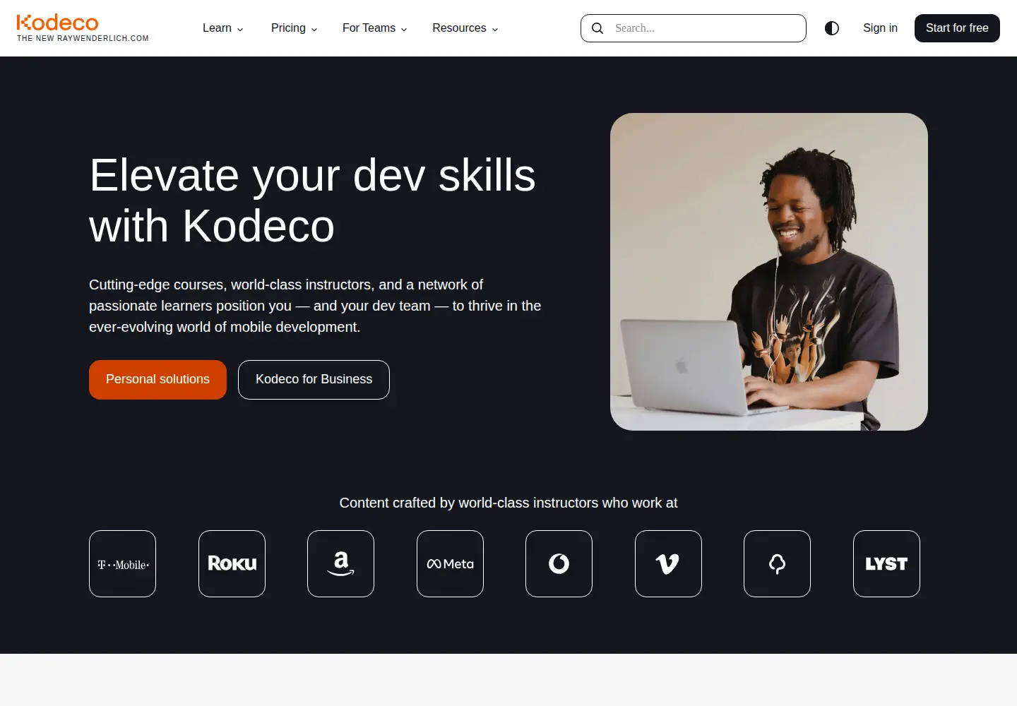 Screenshot of kodeco.com