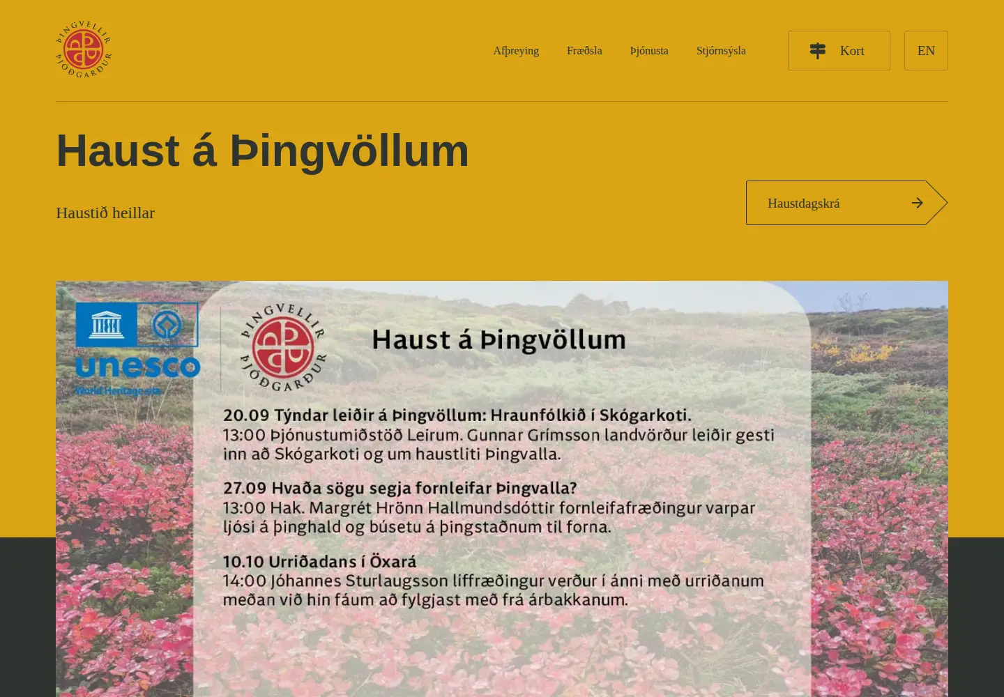 Screenshot of thingvellir.is
