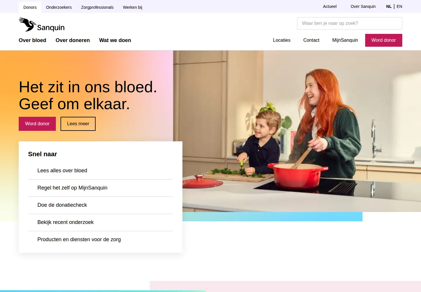 Captured homepage of sanquin.nl in the current scan