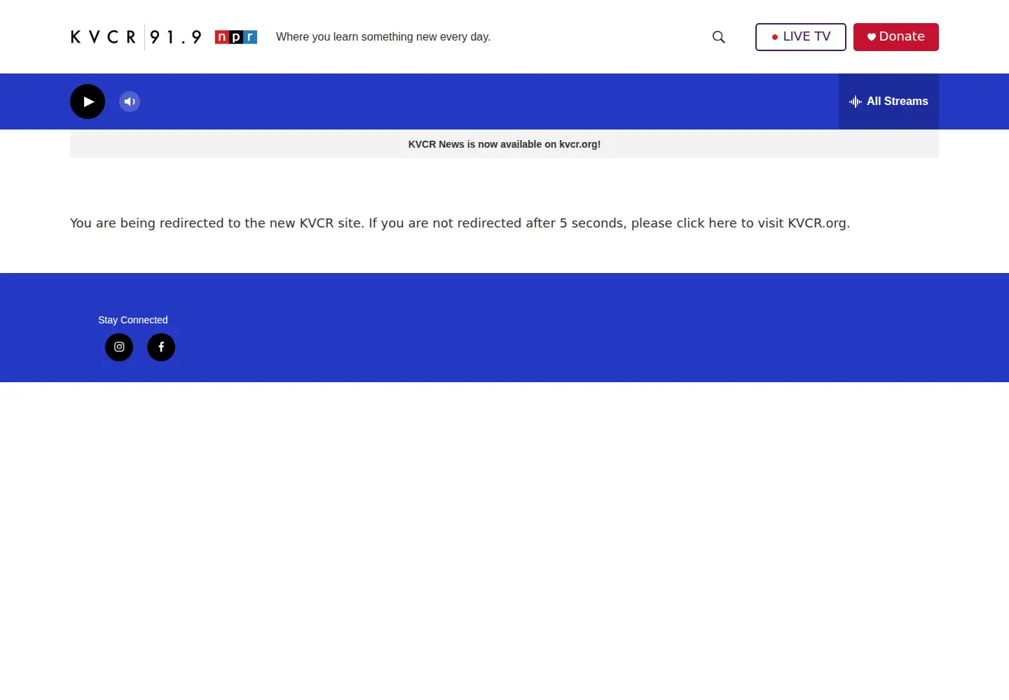 Captured homepage of kvcrnews.org in the current scan