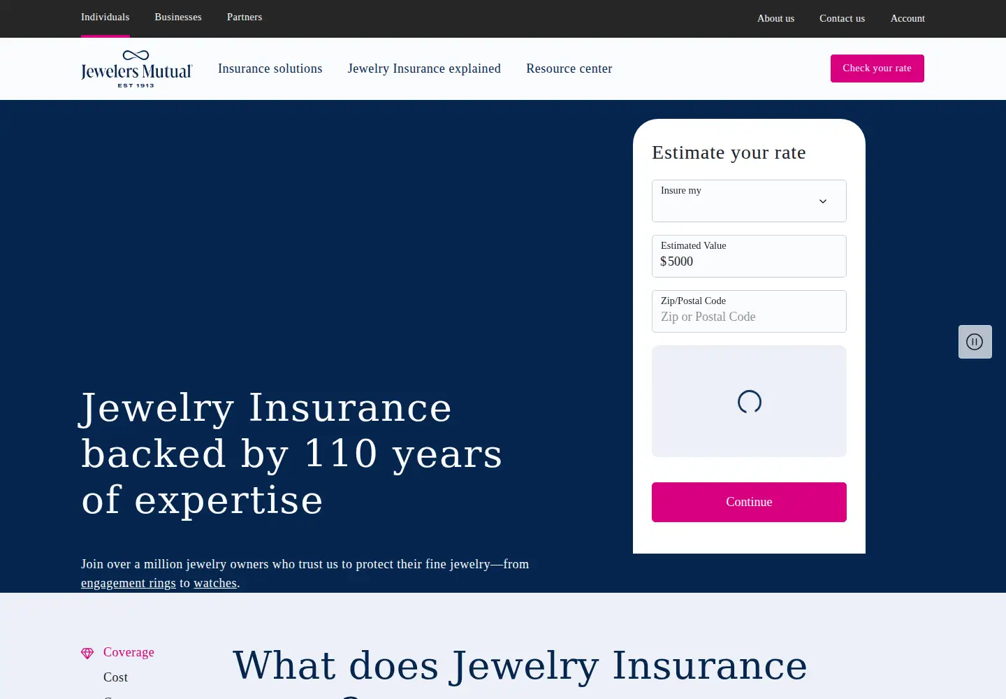 Screenshot of jewelersmutual.com