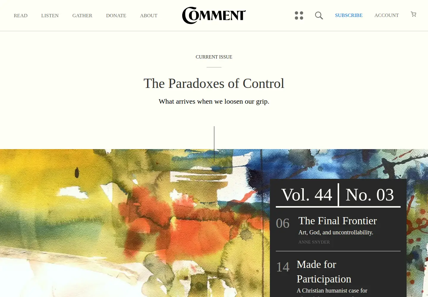 Captured homepage of comment.org in the current scan