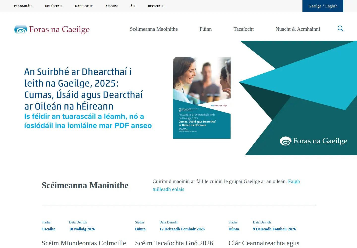 Screenshot of forasnagaeilge.ie