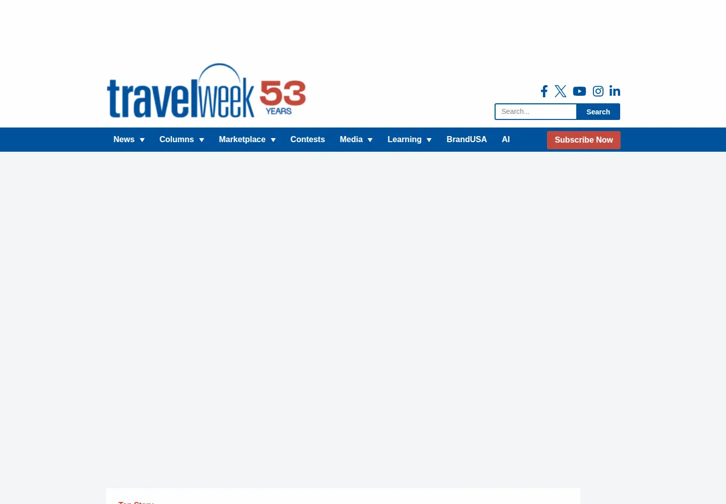 Screenshot of travelweek.ca