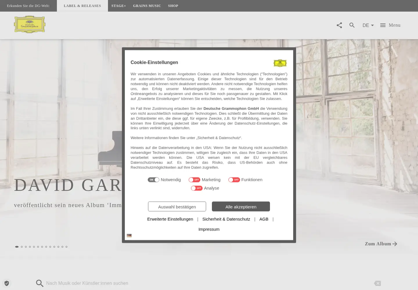 Screenshot of deutschegrammophon.com
