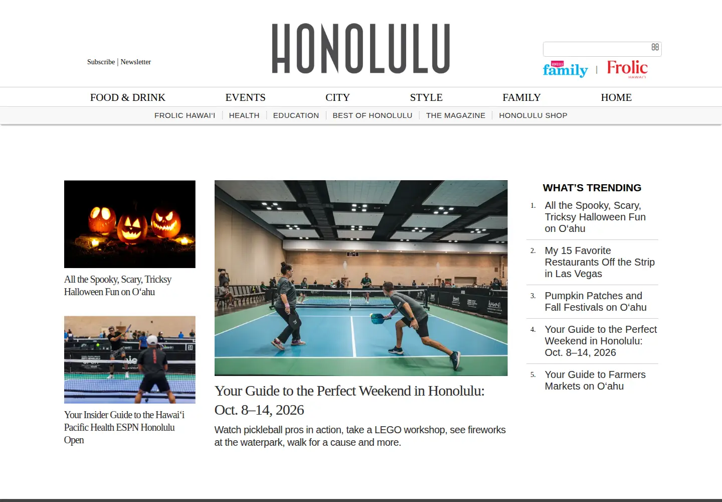Captured homepage of honolulumagazine.com in the current scan