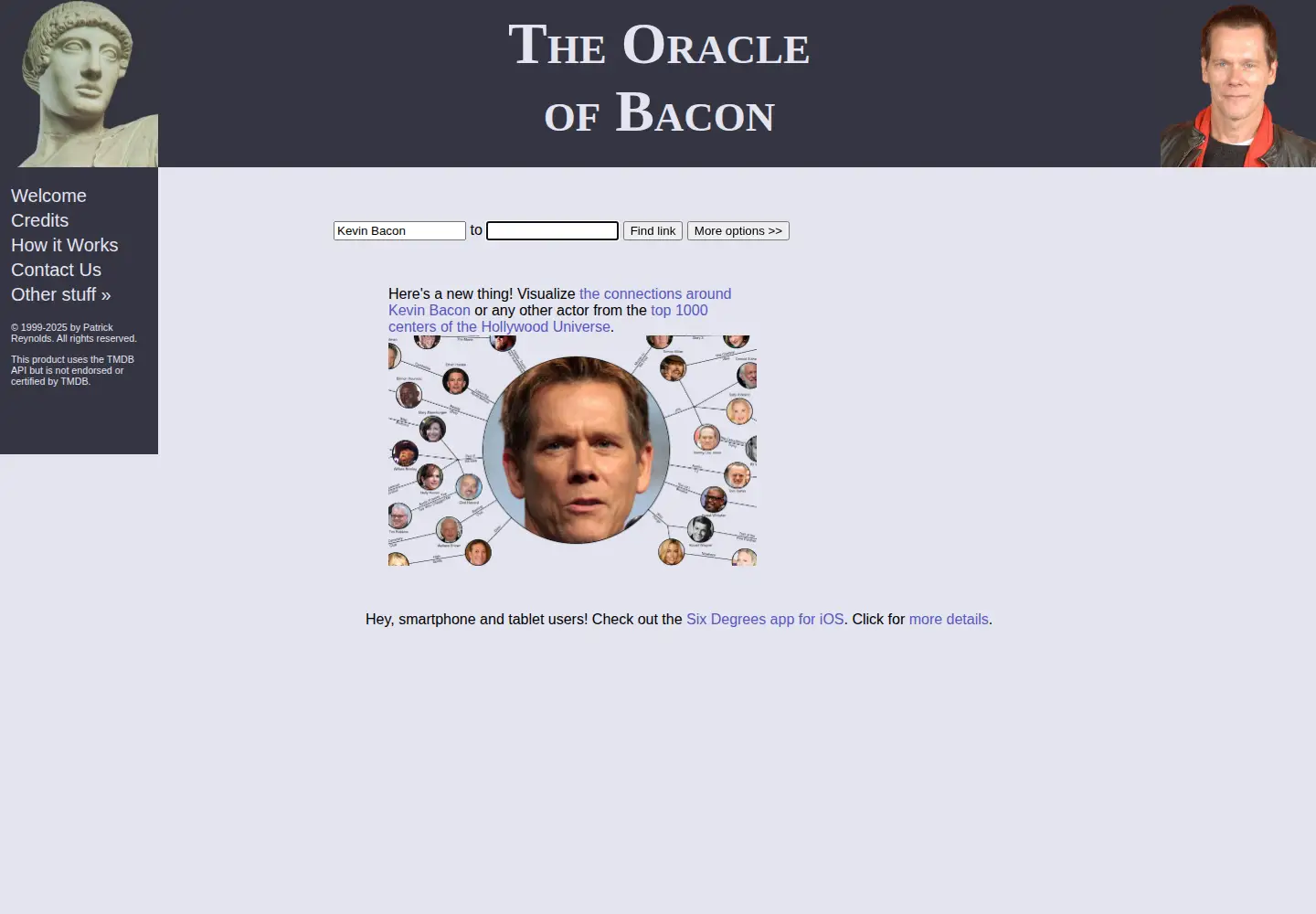 Screenshot of oracleofbacon.org
