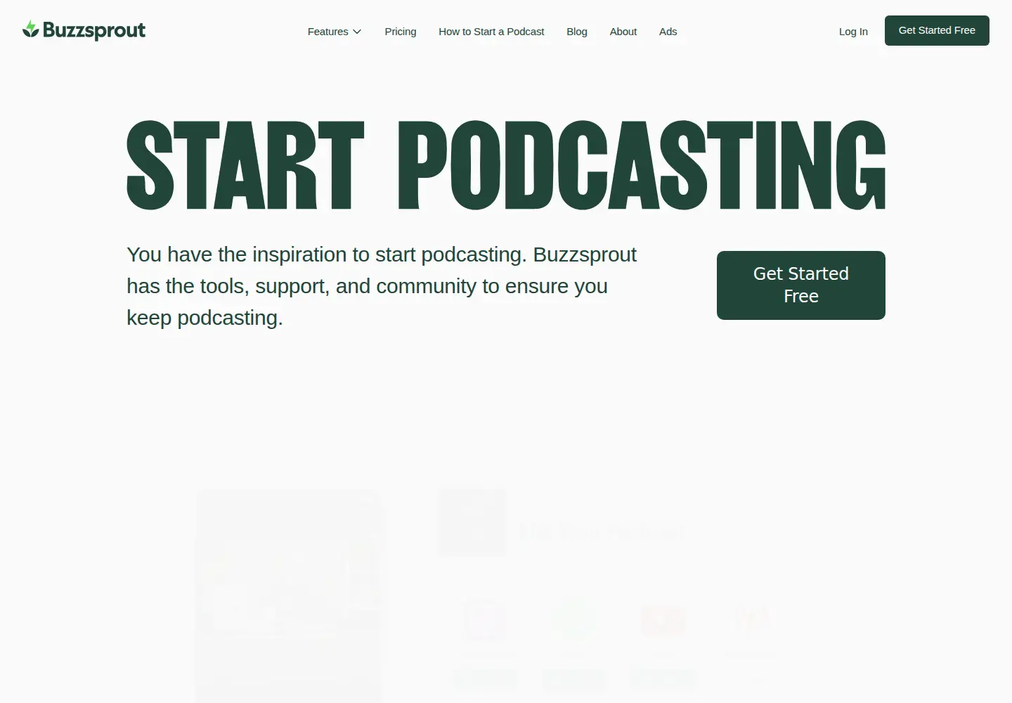 Screenshot of buzzsprout.com