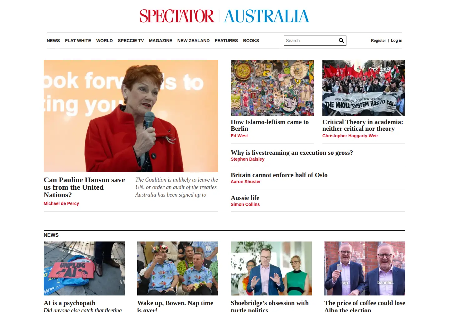 Screenshot of spectator.com.au