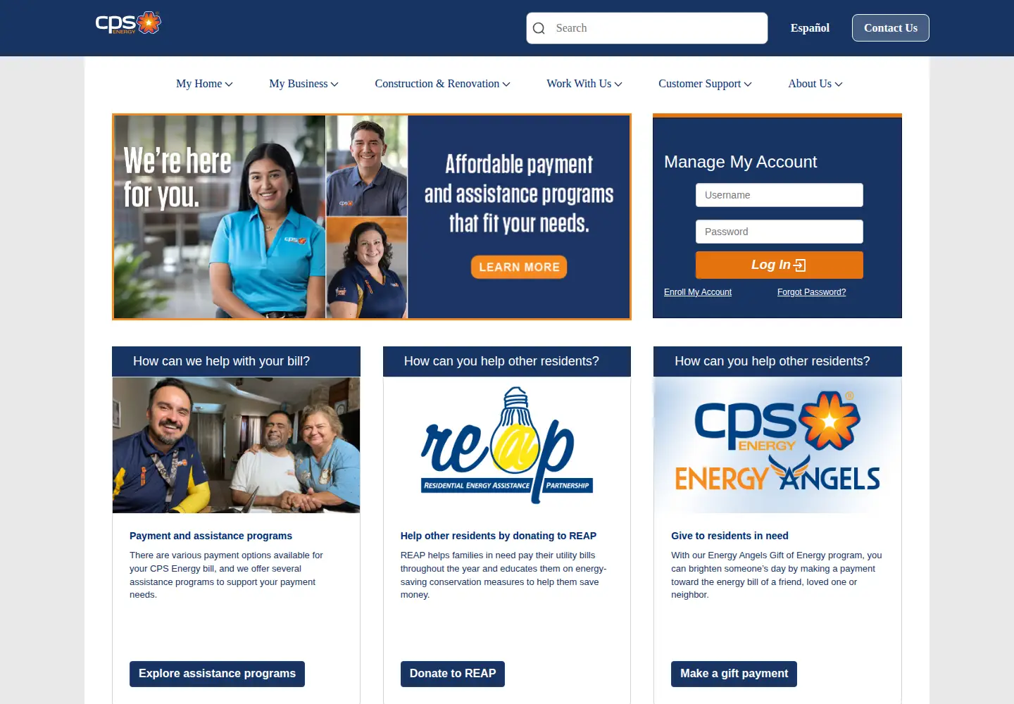 Screenshot of cpsenergy.com