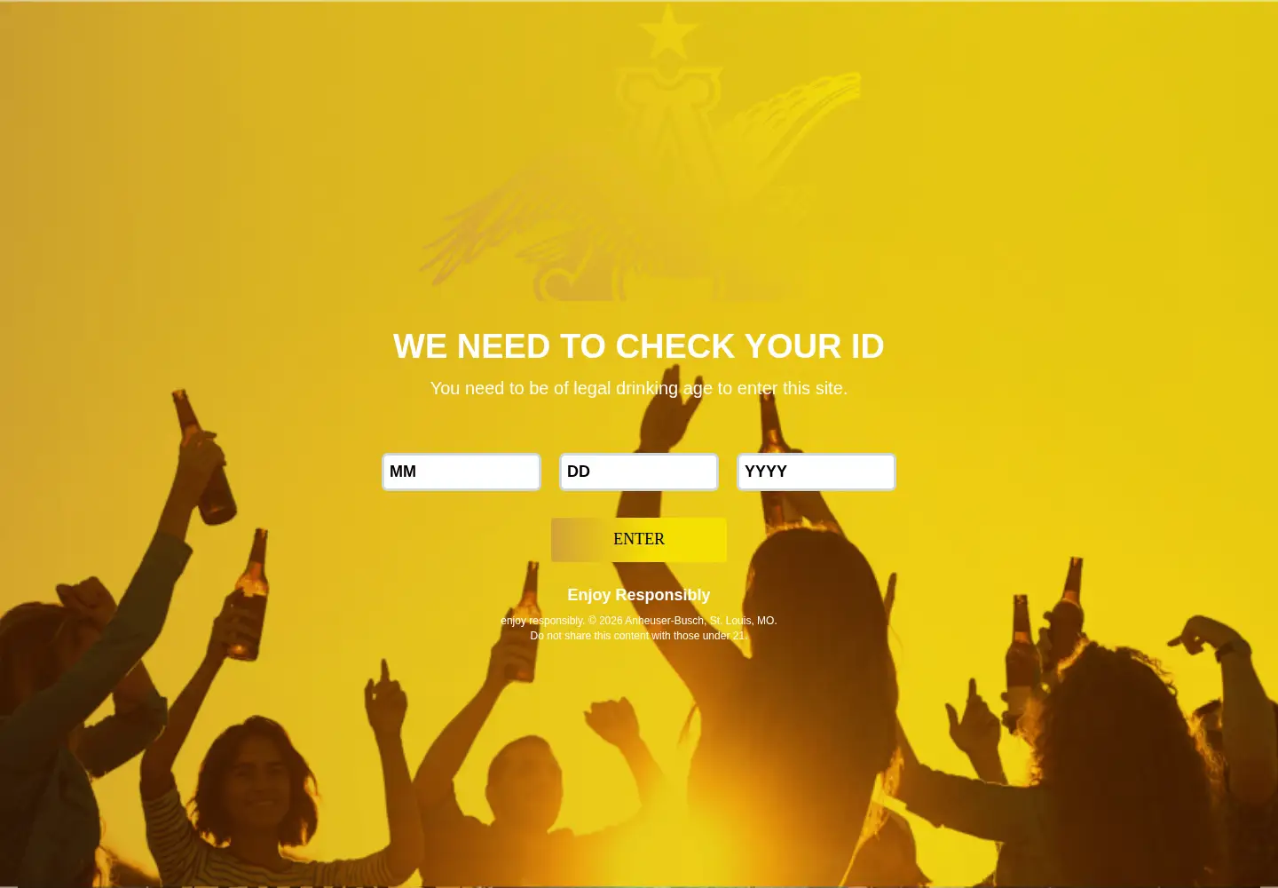 Captured homepage of anheuser-busch.com in the current scan