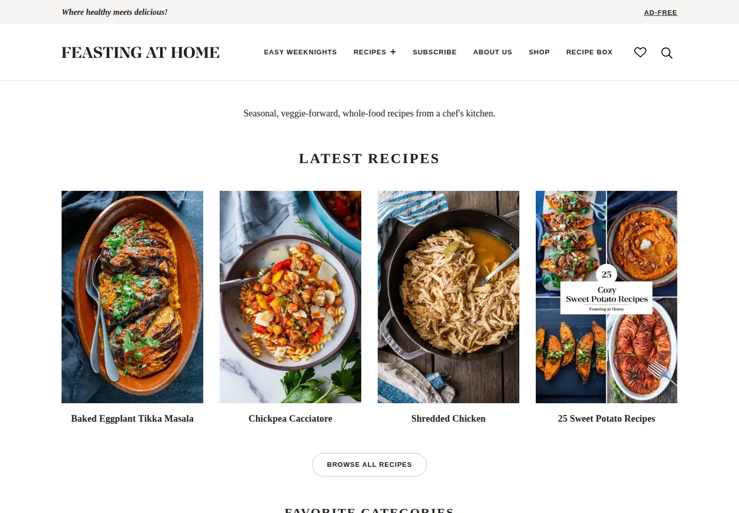 Captured homepage of feastingathome.com in the current scan