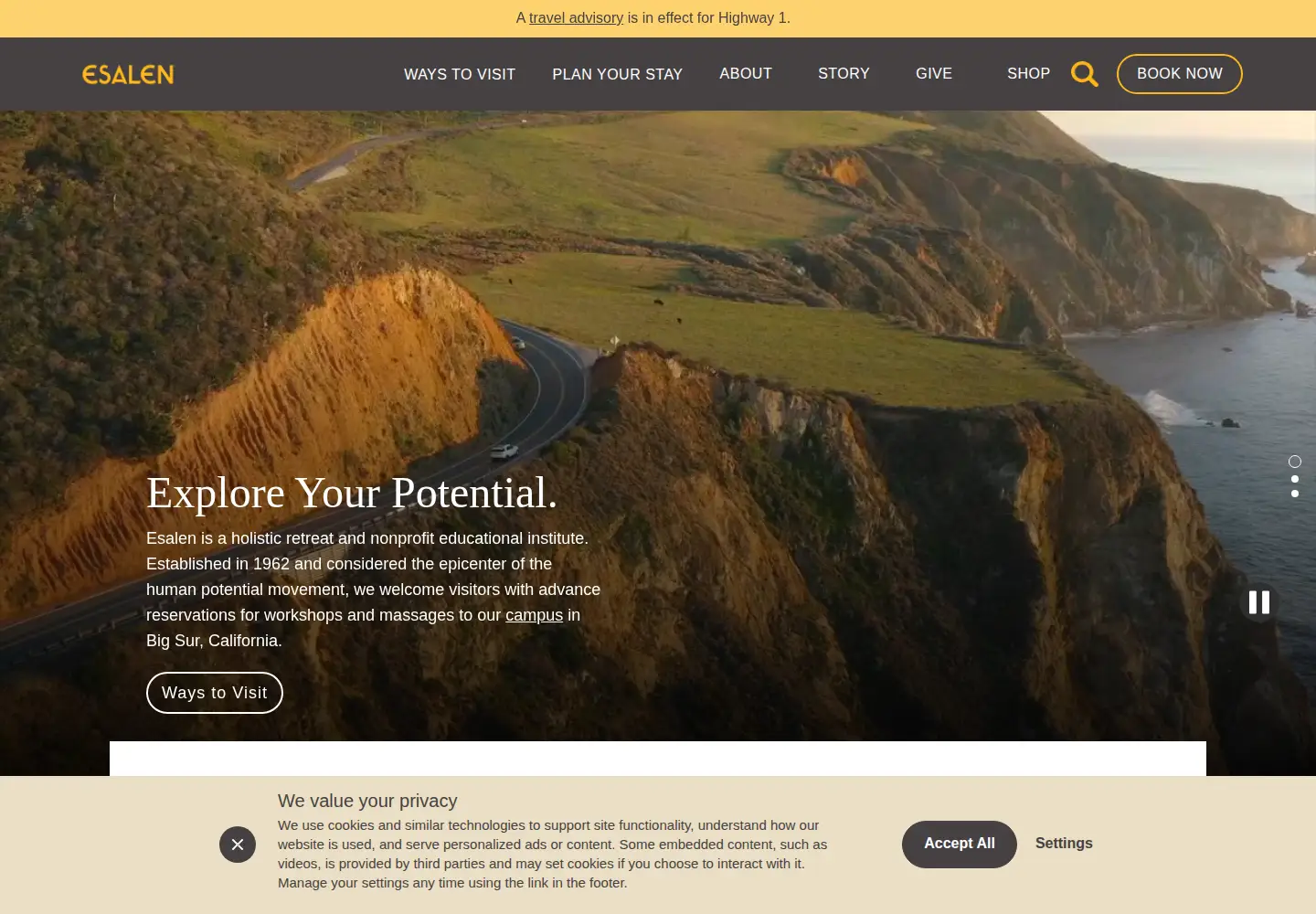 Screenshot of esalen.org