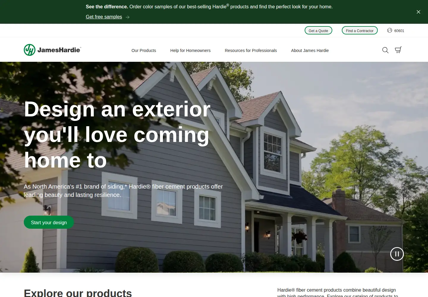 Screenshot of jameshardie.com