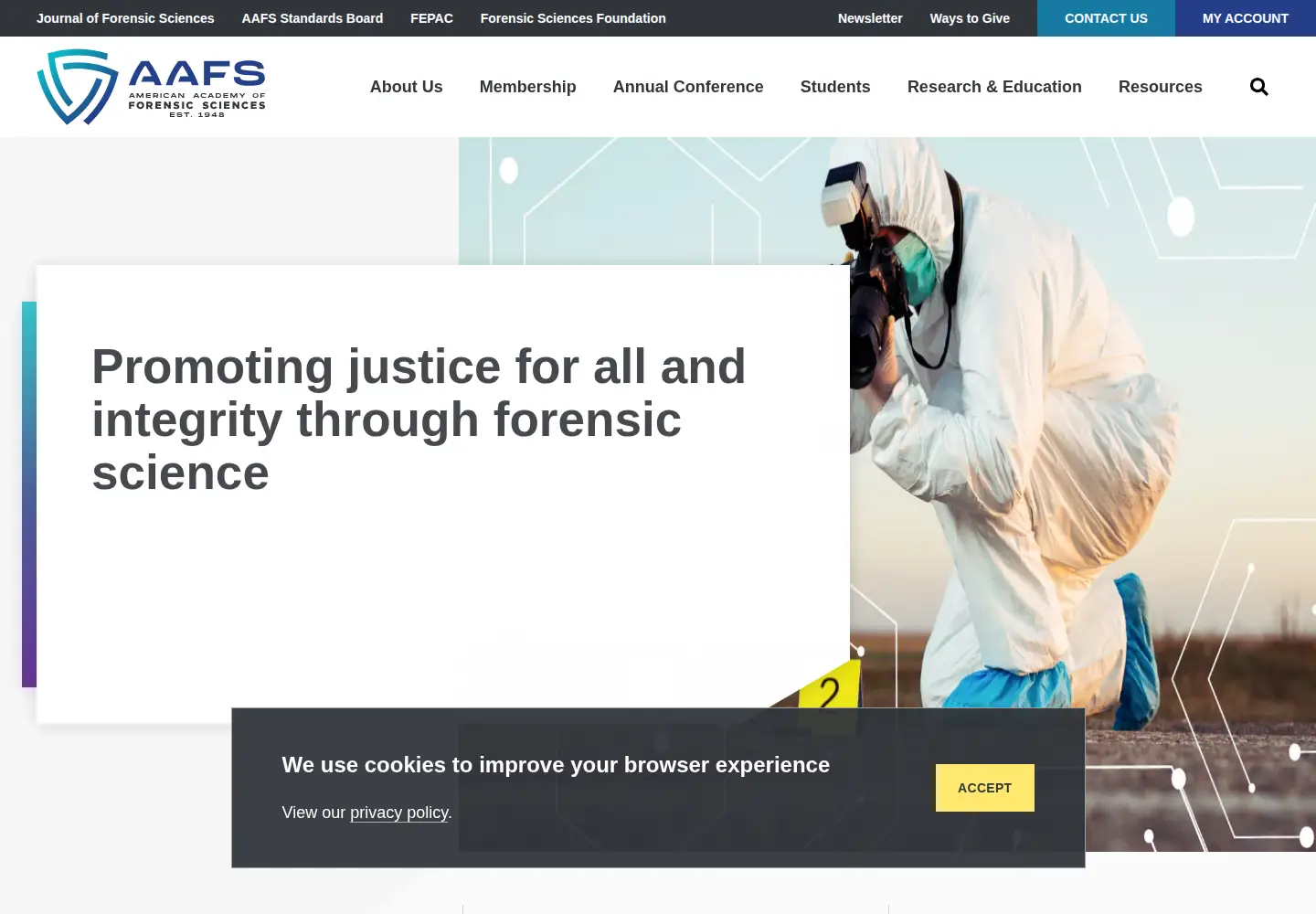 Captured homepage of aafs.org in the current scan