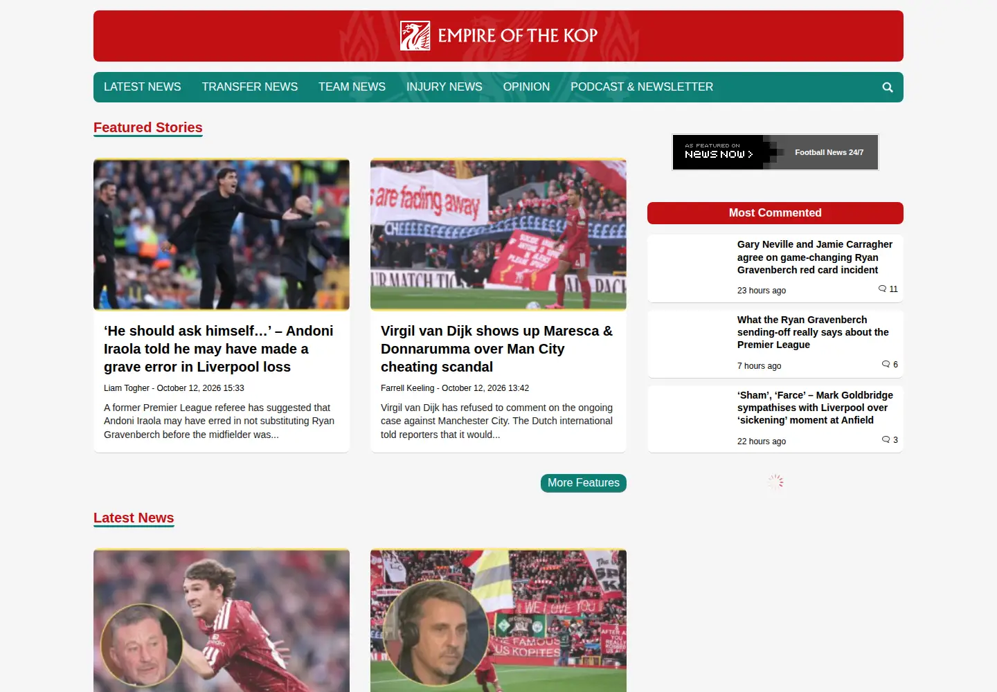 Captured homepage of empireofthekop.com in the current scan