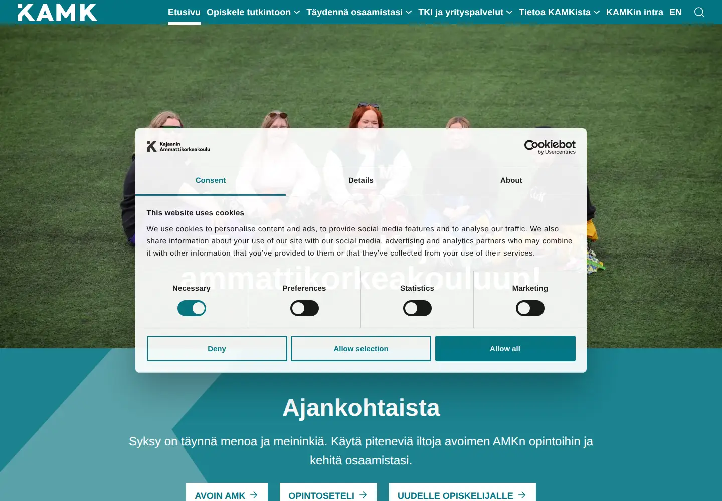 Screenshot of kamk.fi