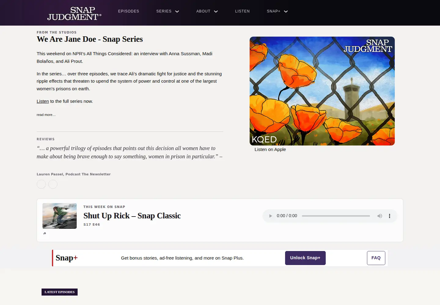 Screenshot of snapjudgment.org
