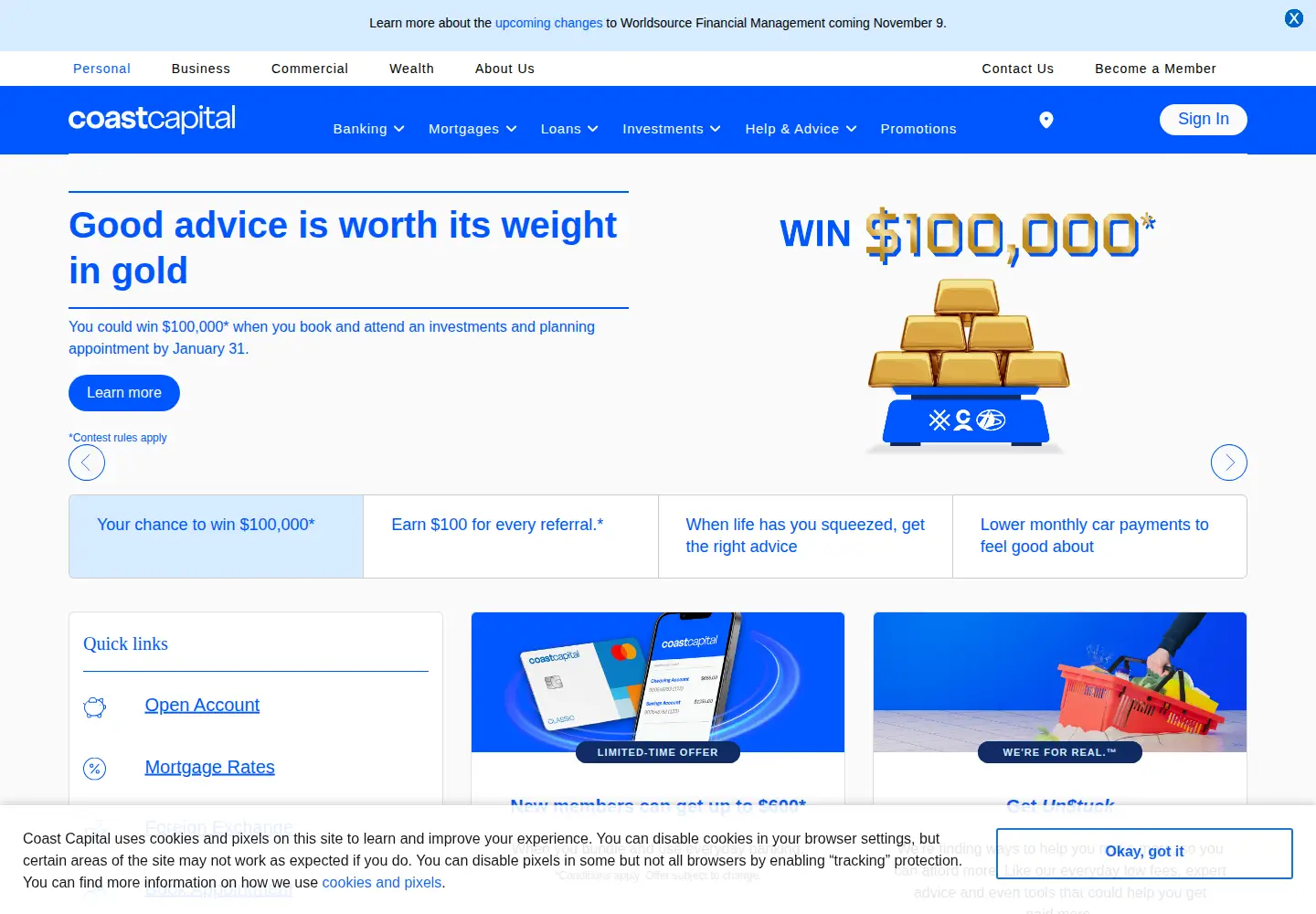 Captured homepage of coastcapitalsavings.com in the current scan