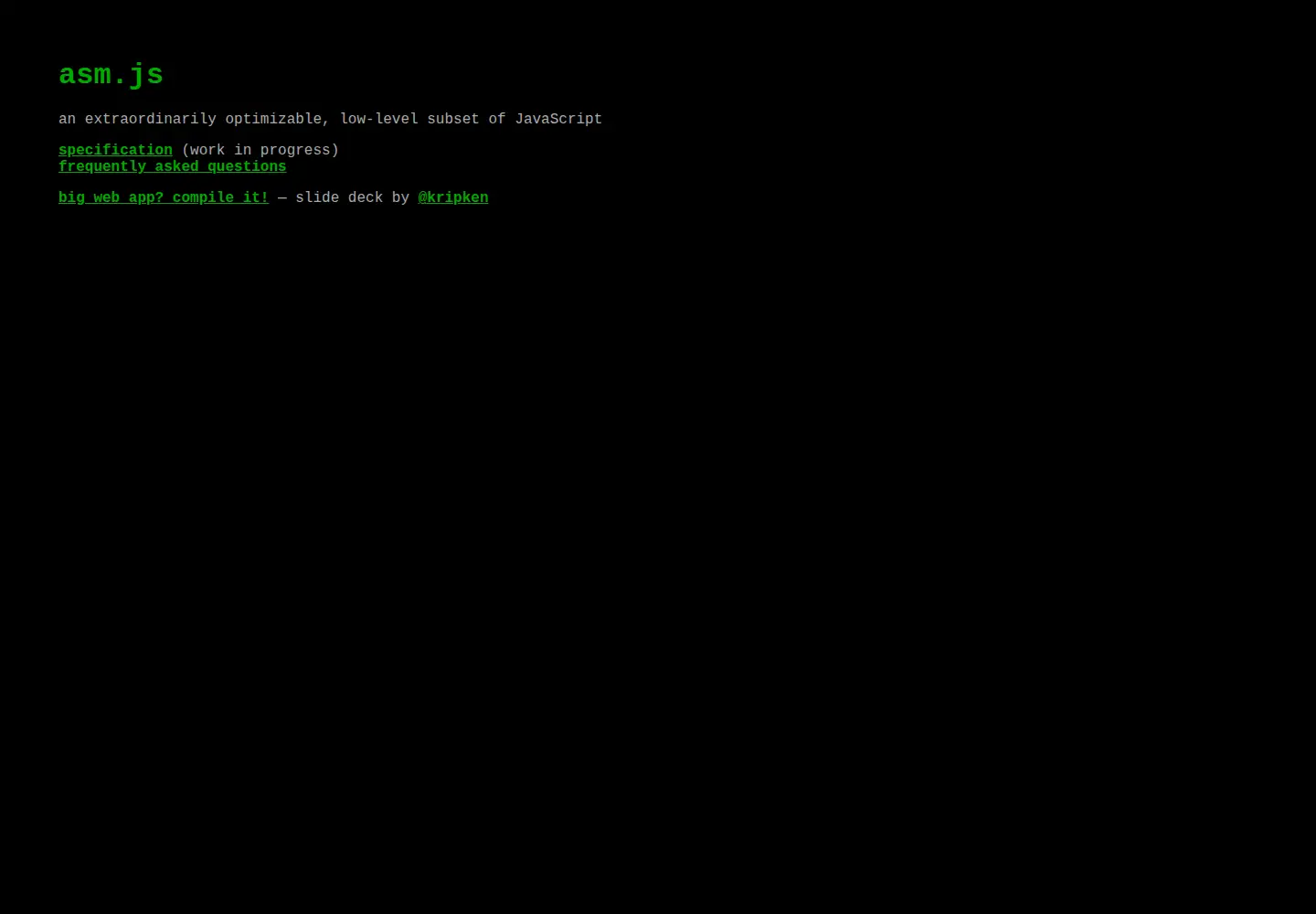 Screenshot of asmjs.org