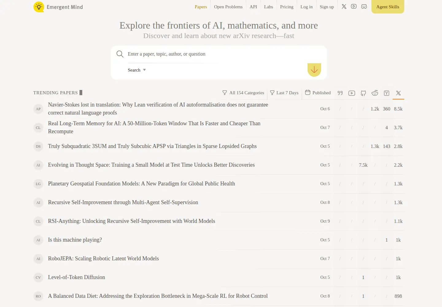Screenshot of emergentmind.com