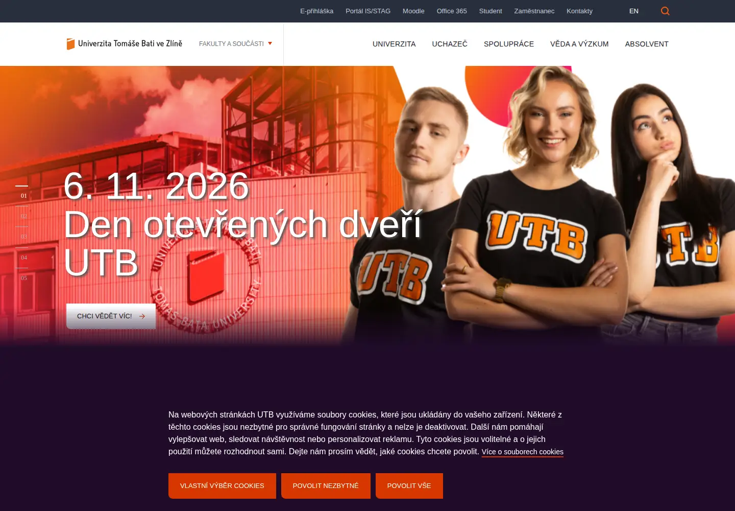Screenshot of utb.cz