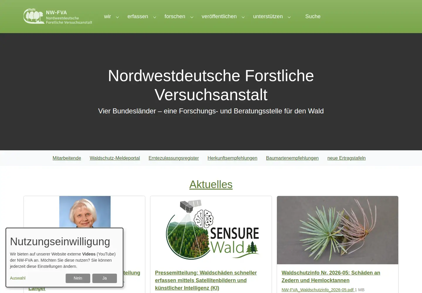 Screenshot of nw-fva.de