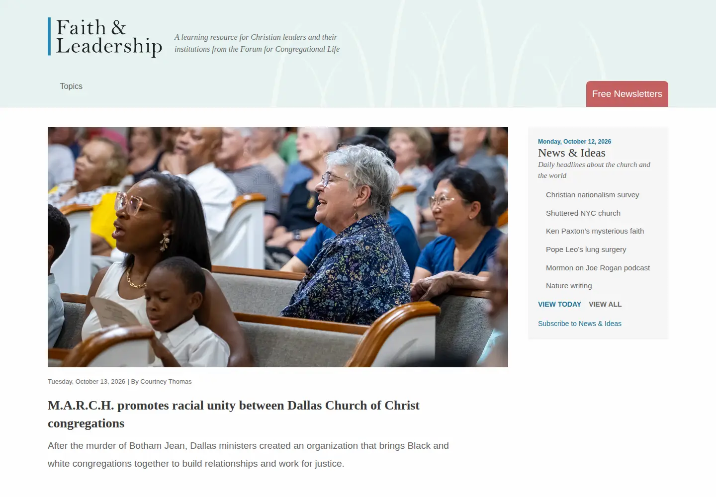 Screenshot of faithandleadership.com