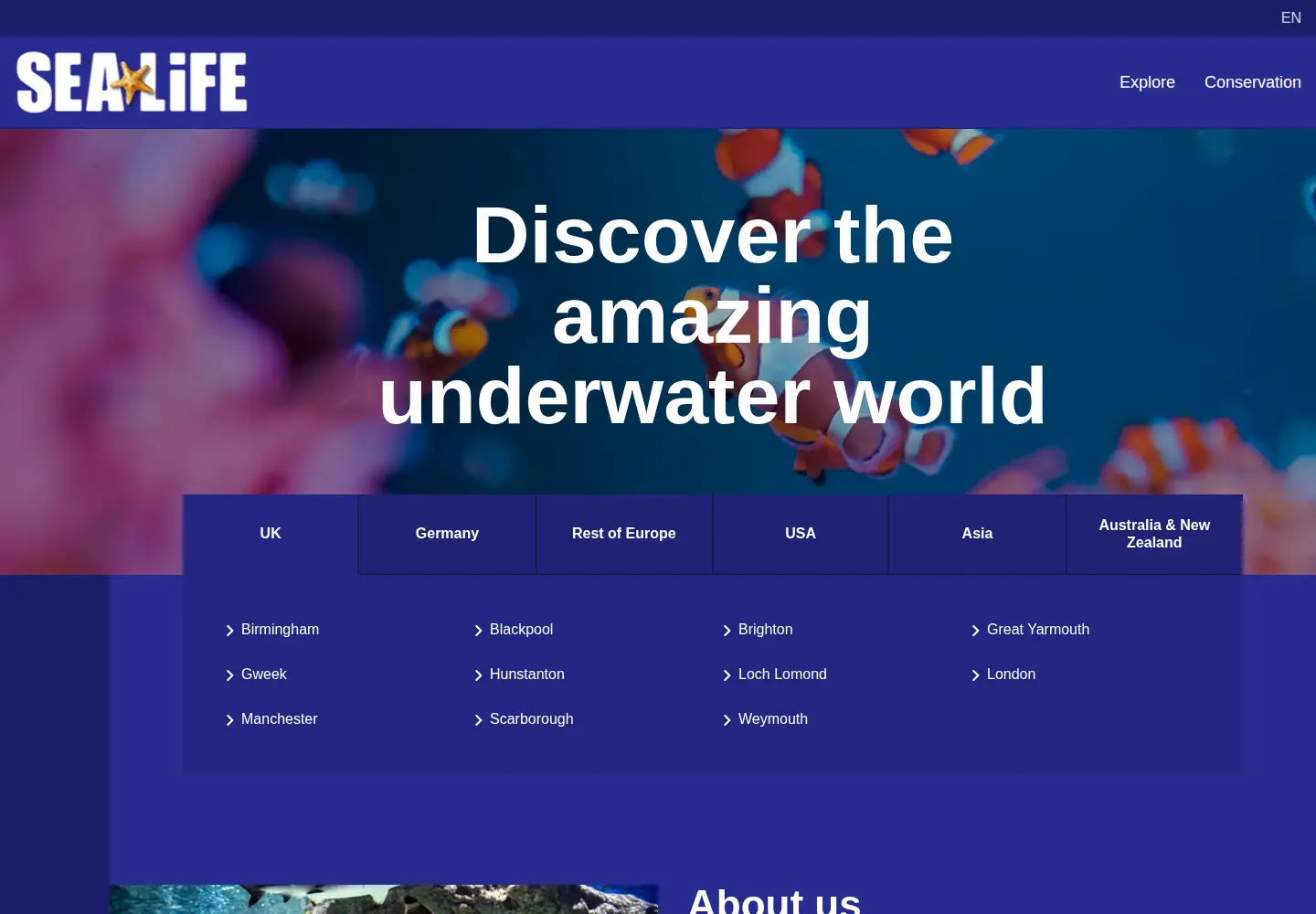 Screenshot of visitsealife.com